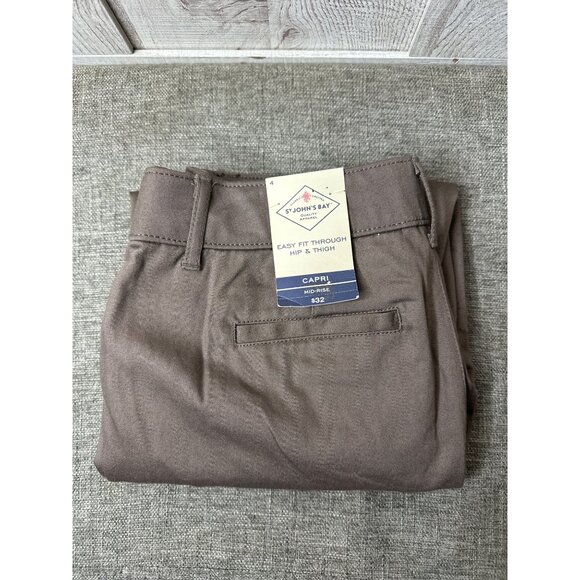 St. Johns Bay Womens Cafe Brown Capri Pants Size 4 Comfortable Easy Fit Pockets - Picture 7 of 7